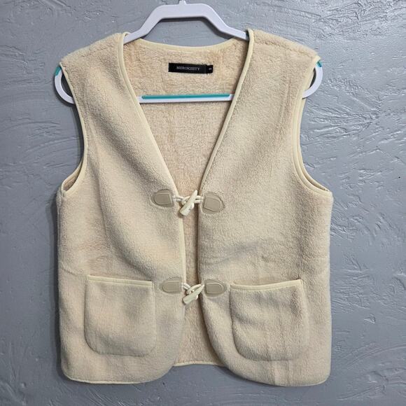 MEROKEETY Woman's Cream Colored Very Soft Vest Size Small - Picture 1 of 8